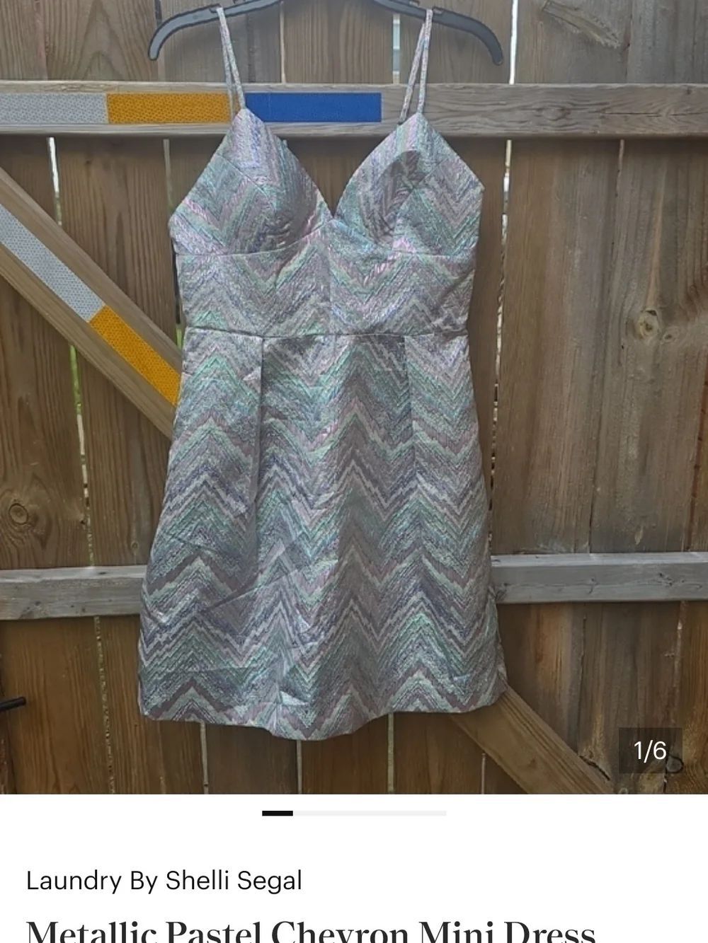Laundry By Shelli Segal Pastel Multi Metallic Chevron Mini Dress